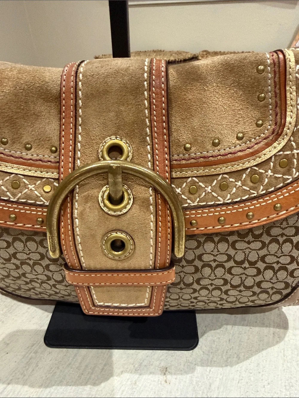 Rare Vintage Y2K Coach SoHo Renaissance Bohemian Patchwork Buckle Flap Bag